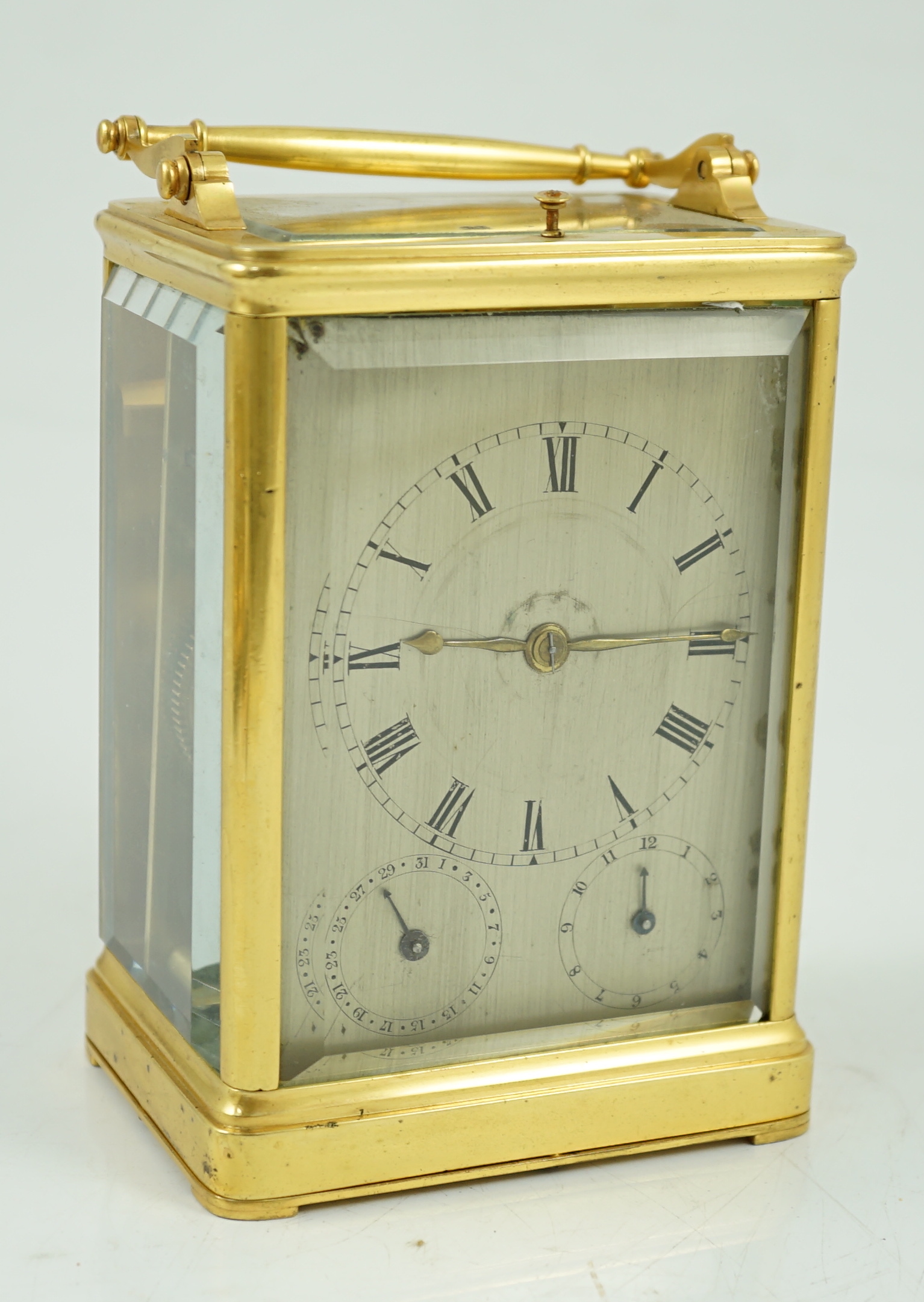 Scherer à Paris. A French hour repeating carriage clock, c.1840's, 10.25cm wide, 8cm deep, 15cm high